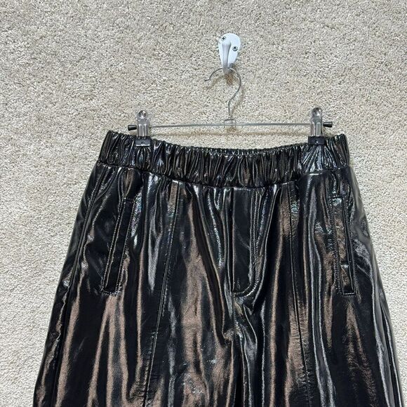 BlankNYC Black Pleather Wide Leg Pants Women's Medium Pull On High Rise Trousers - Picture 5 of 16